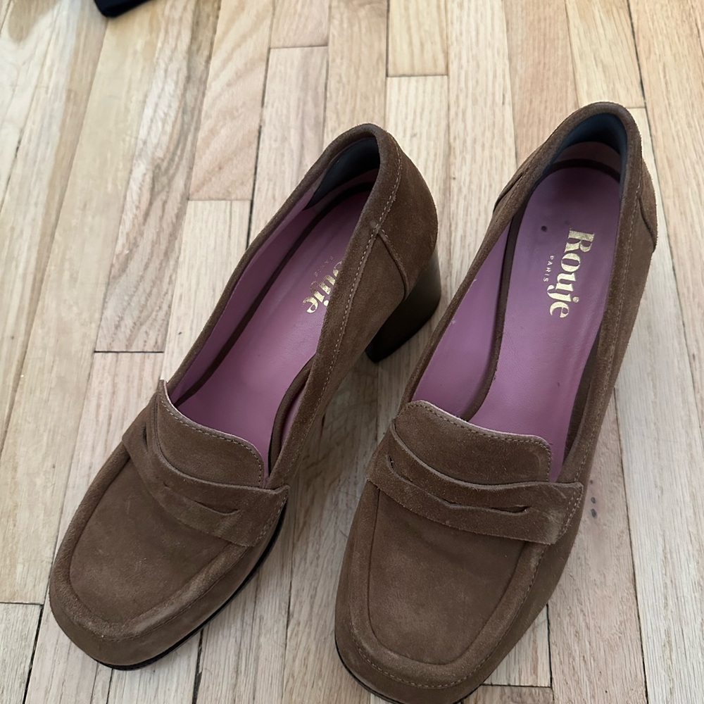 Rouje Tan Suede Loafers for Women